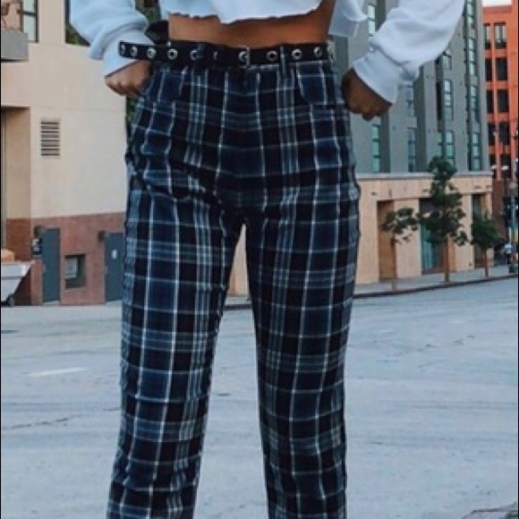 plaid blue pants